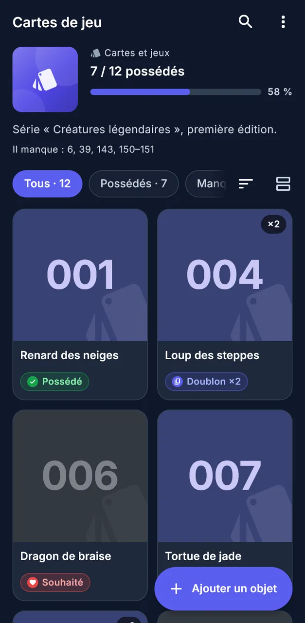 Capture d'écran de Collectionception, 2